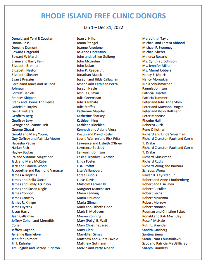 Clinic Donors Page 2