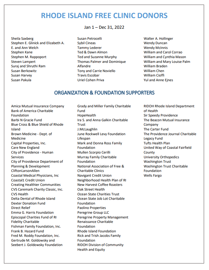 Clinic Donors Page 3